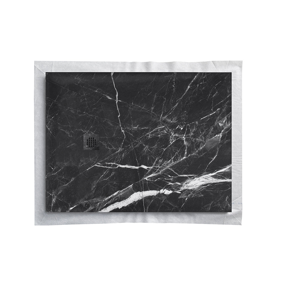 Natural stone shower tray 180×90 cm – off-center square grid