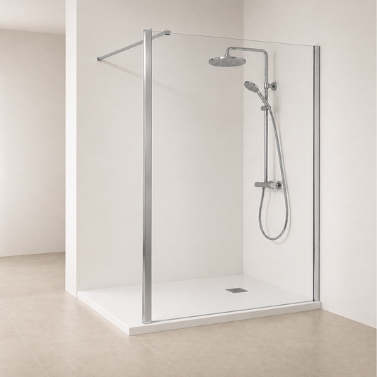 Paroi de douche en verre 6mm EASY CLEAN et accessoires en aluminium chrom�