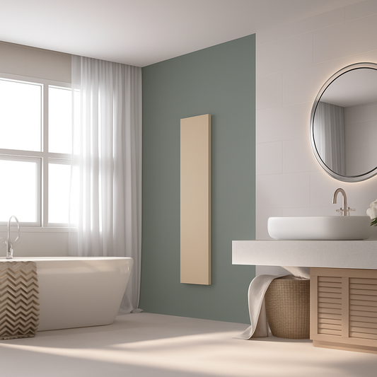 Electric radiator in monochrome brown painted steel with optional towel rails