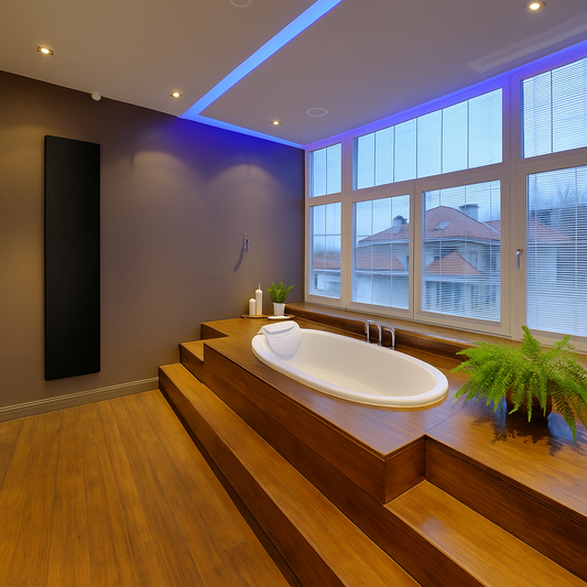 Black slate-effect resin wall-mounted electric heater with 5 programmable modes