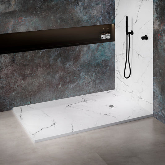 Natural stone shower tray 180×90 cm – off-center square grid