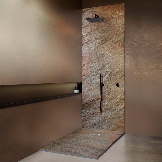 Receveur de douche pierre naturelle – 100×80 cm (grille excentrée) - Cuivre