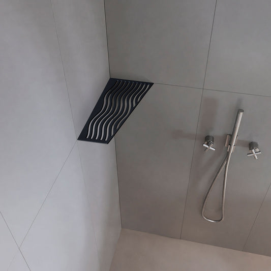 �tag�re de coin de douche rectangulaire fixation sans percer en acier inoxydable