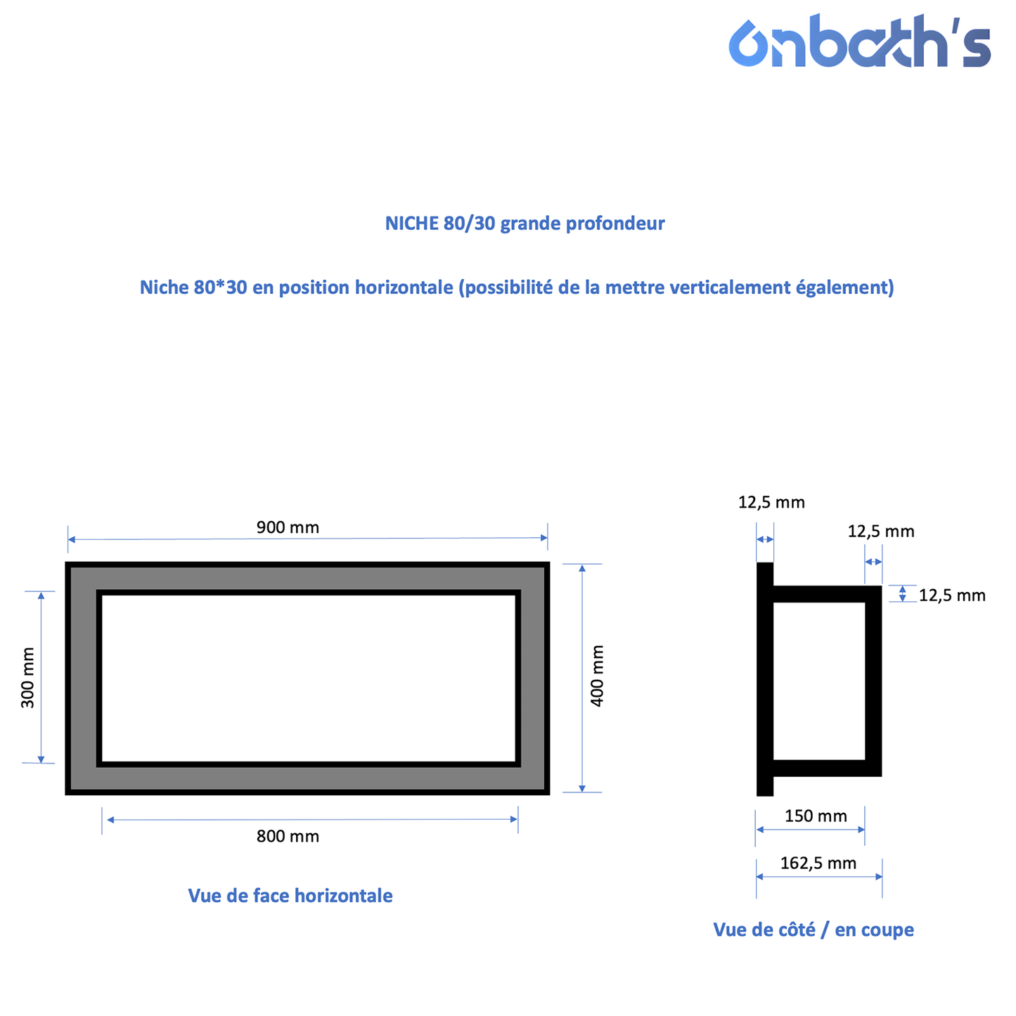 Tileable niche 80x30 cm made of polystyrene with pre-mounted waterproofing membrane