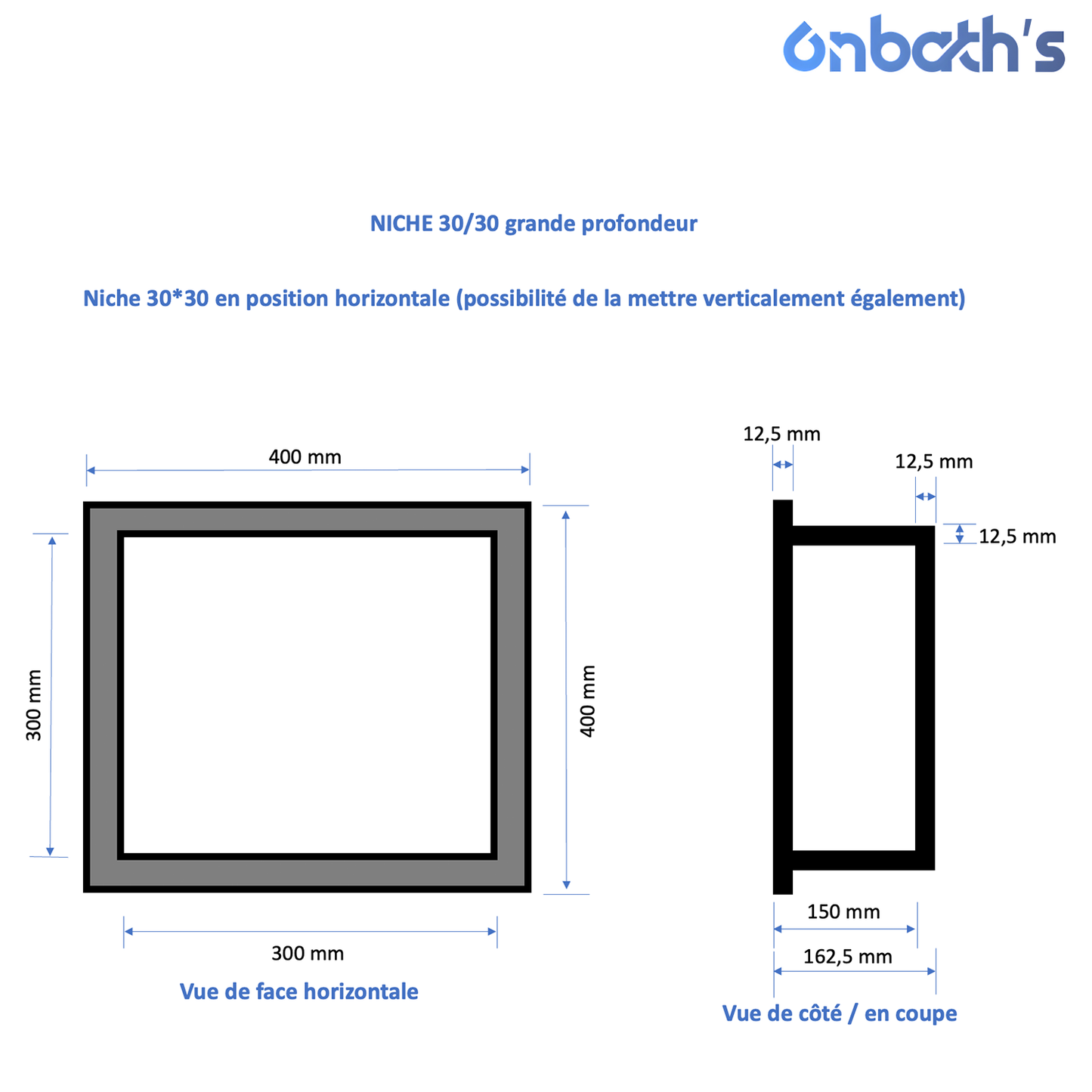 Tileable niche 30x30 cm made of polystyrene with pre-mounted waterproofing mat
