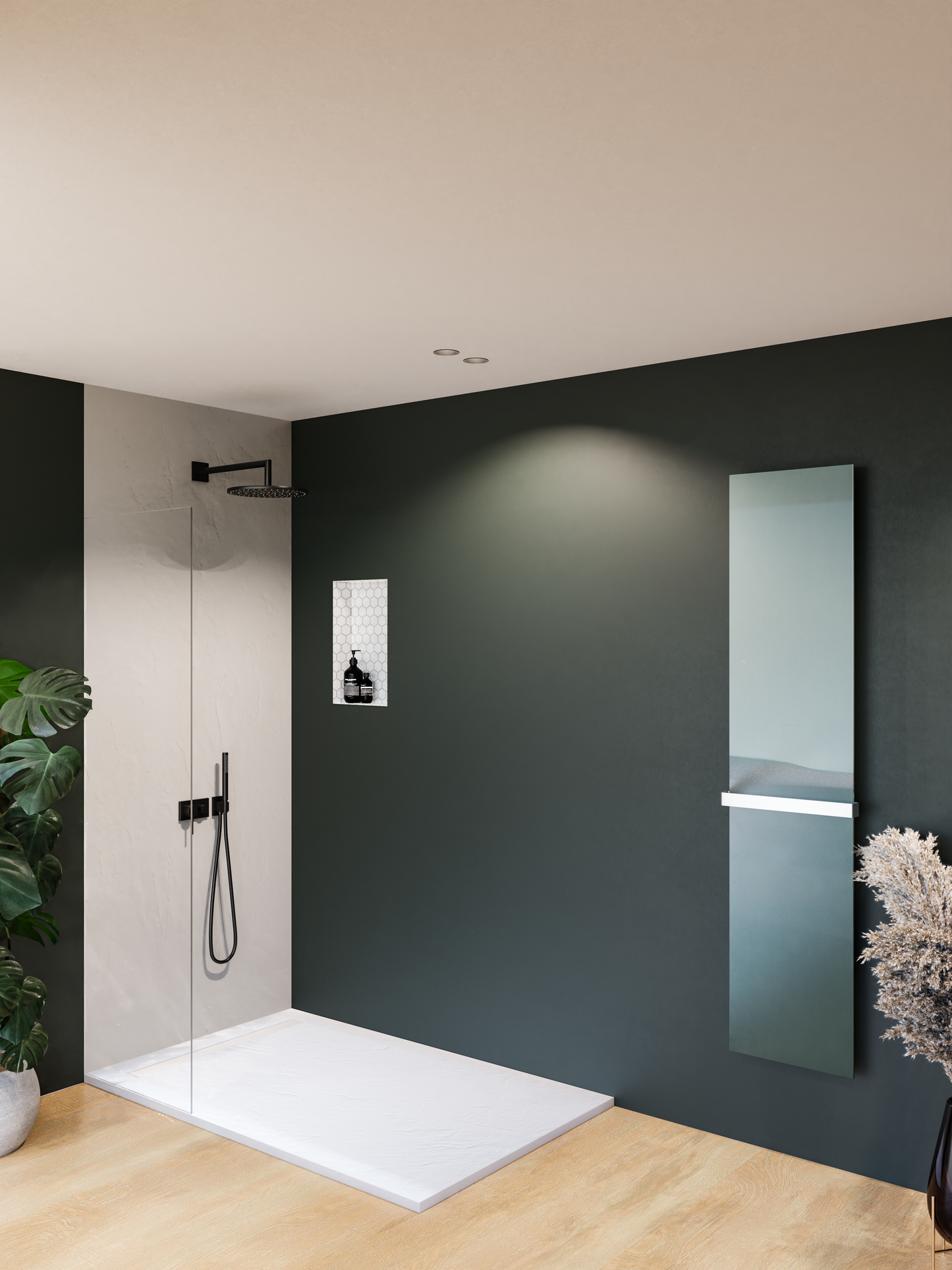 70×70 cm resin shower tray – offset drain grate