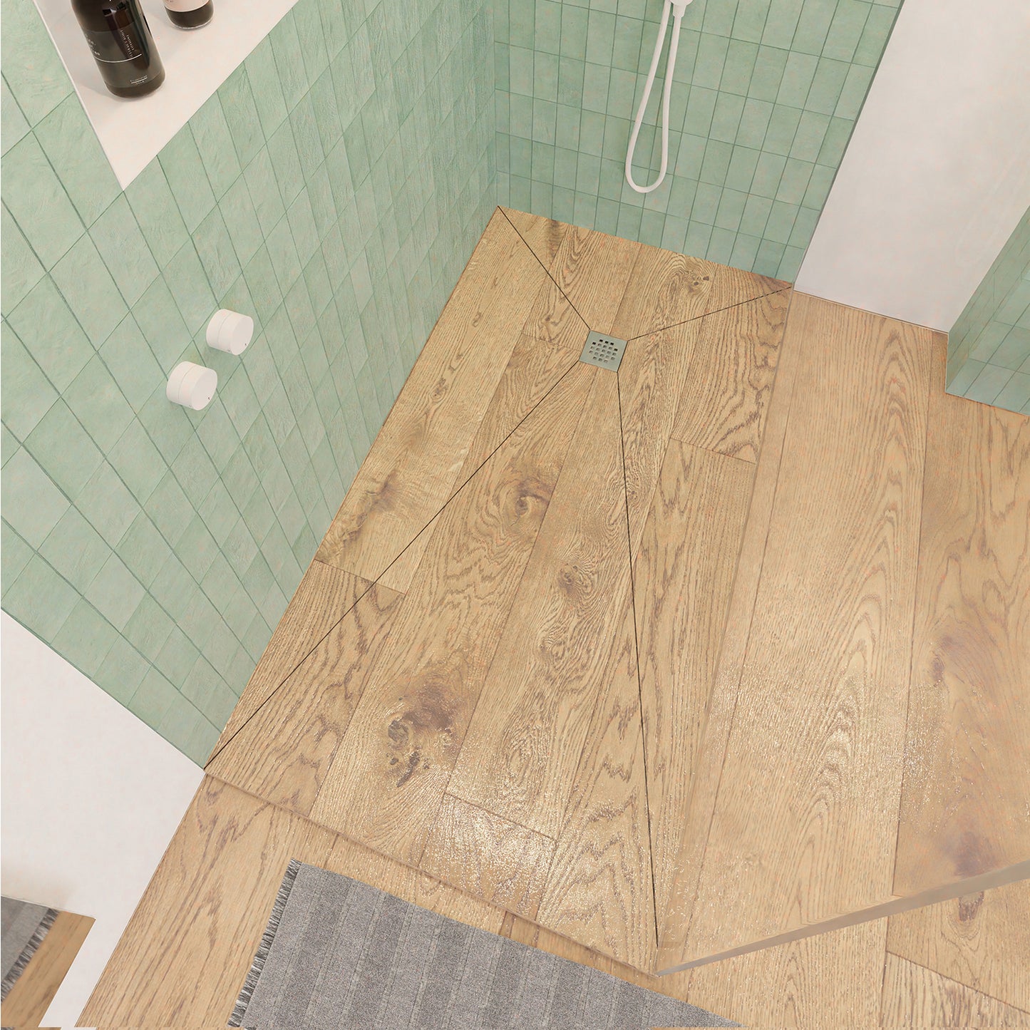 Receveur de douche en polystyrène extrudé étanche avec grille en inox