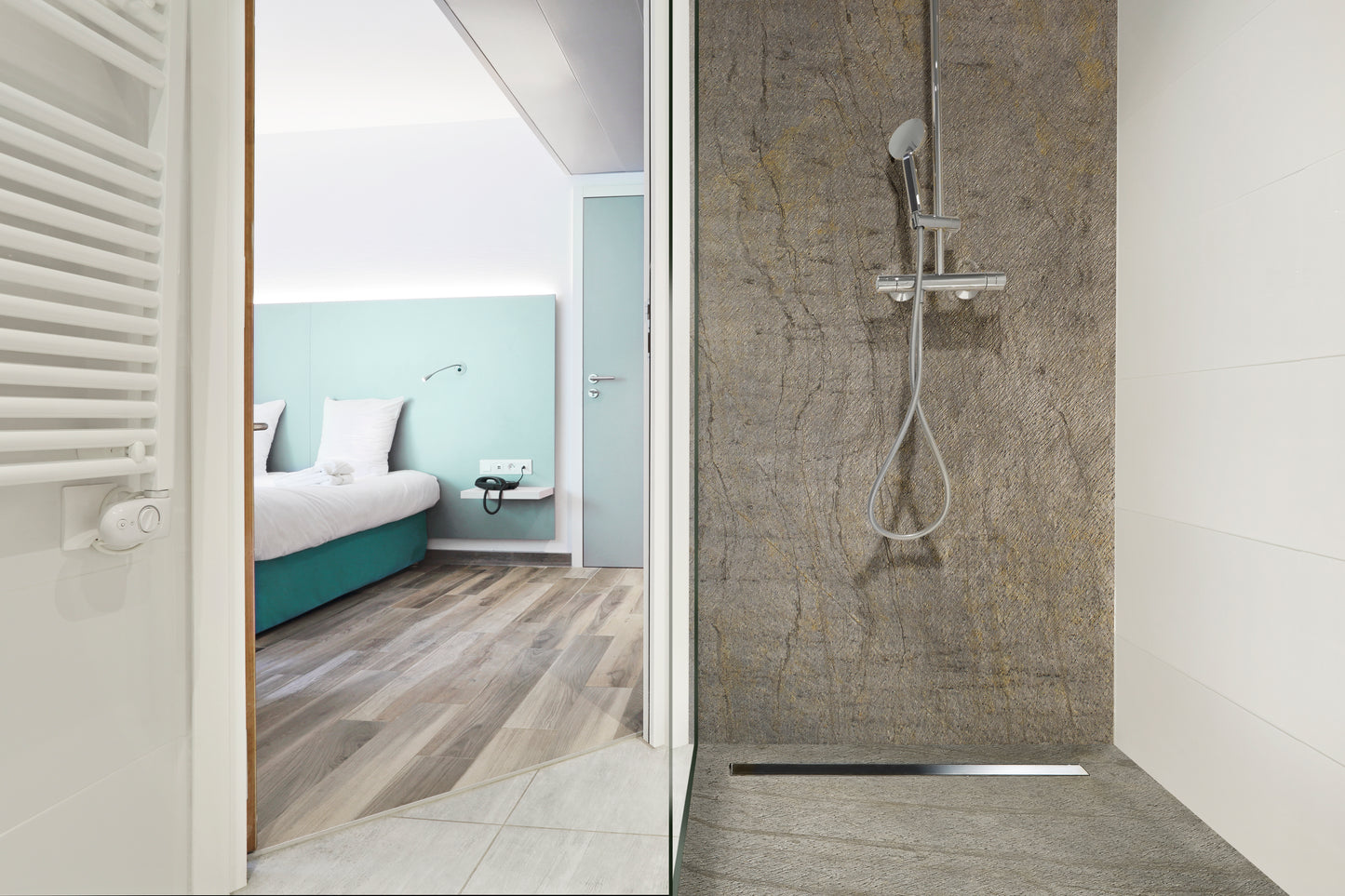 Natural stone shower tray 150×100 cm – offset drain