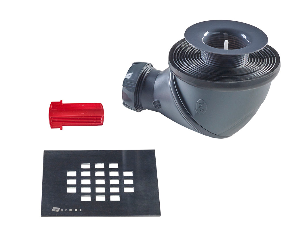 Receveur de douche pierre naturelle – 100×80 cm (grille excentrée) - Graphite noir