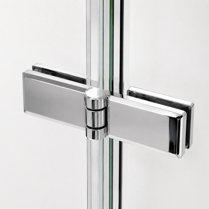 Porte de douche pivotante pliante avec bande opaque - reversible sans cadre et anticalcaire – Profilé aluminium chromé