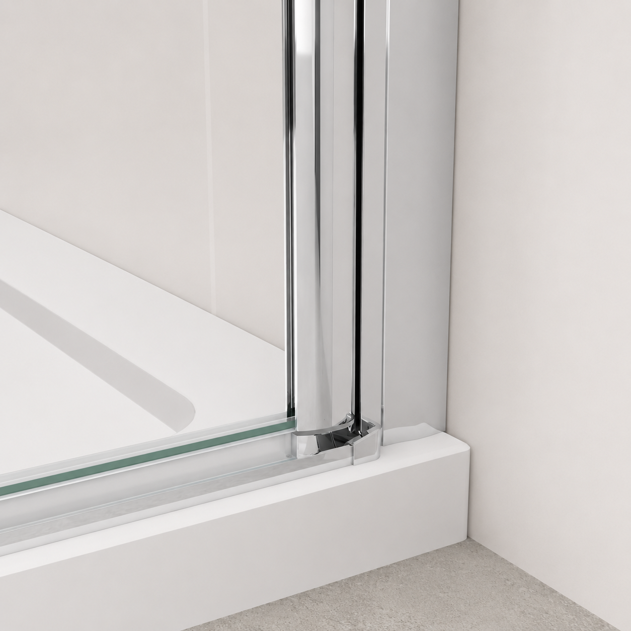 Porte de douche pivotante pliante avec bande opaque - reversible sans cadre et anticalcaire – Profilé aluminium chromé