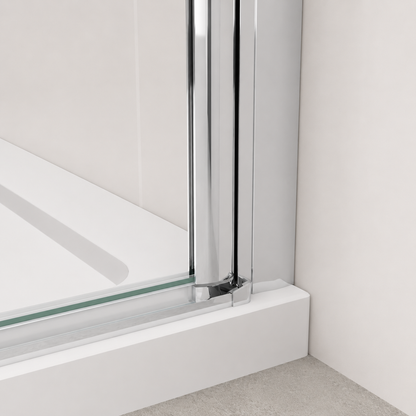 Porte de douche pivotante pliante avec bande opaque - reversible sans cadre et anticalcaire – Profilé aluminium chromé