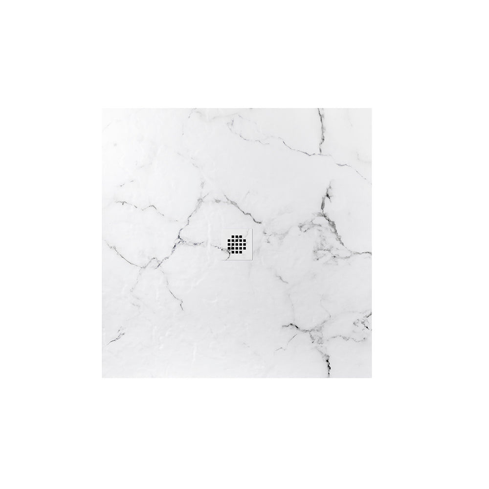 Kit bac � douche 70x70 avec panneau mural en r�sine aspect marbre