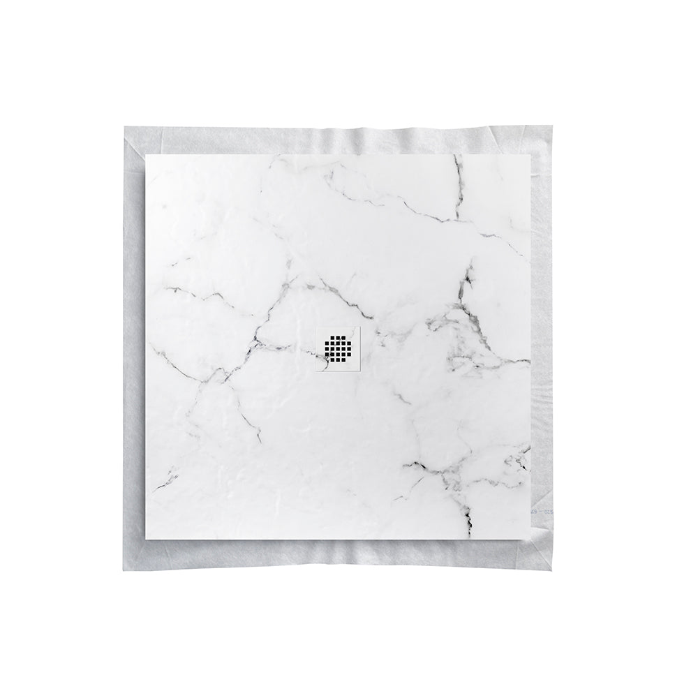 Kit bac � douche 70x70 avec panneau mural en r�sine aspect marbre