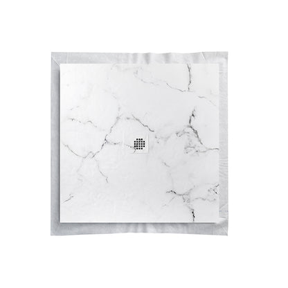 Kit bac � douche 70x70 avec panneau mural en r�sine aspect marbre