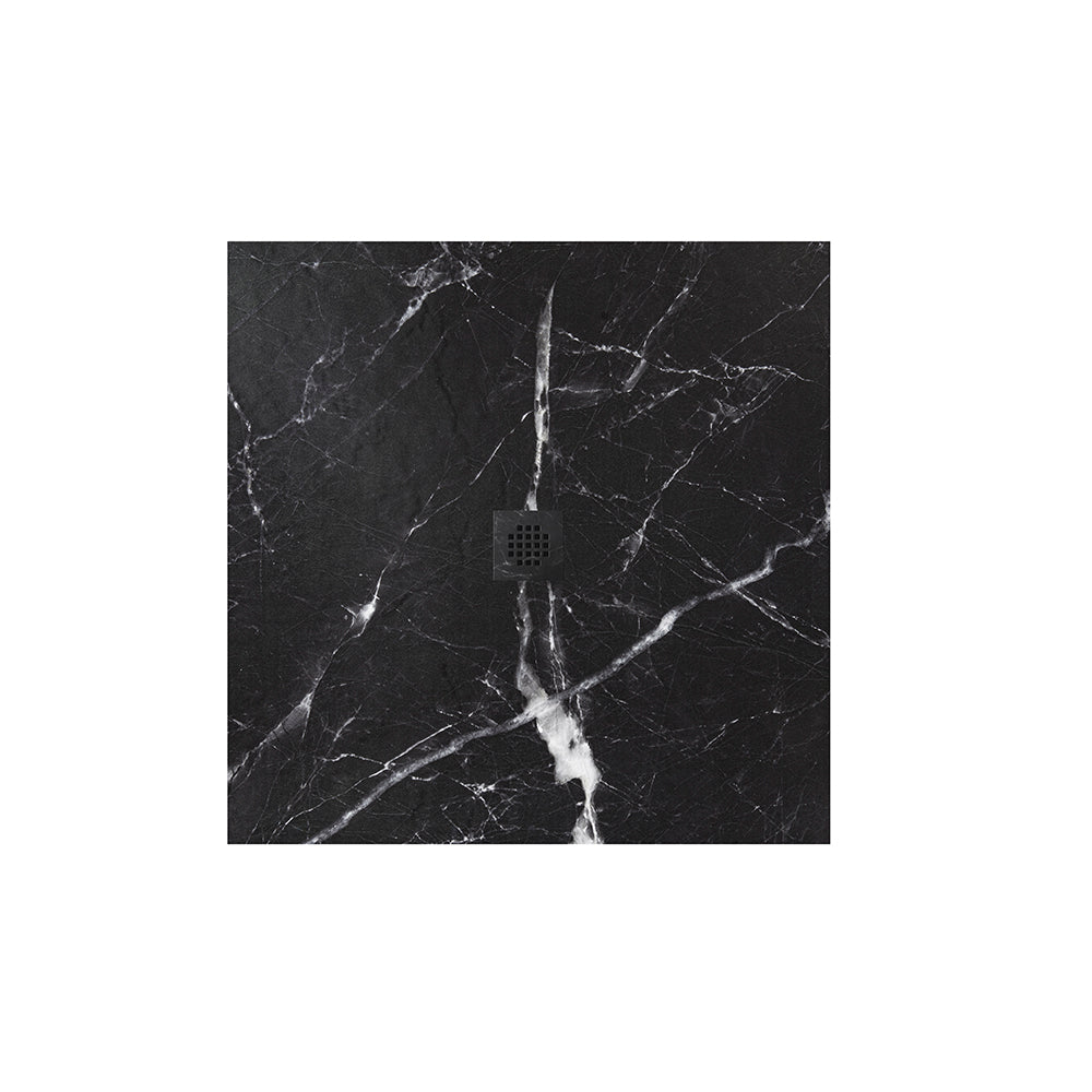 Kit bac � douche 70x70 avec panneau mural en r�sine aspect marbre