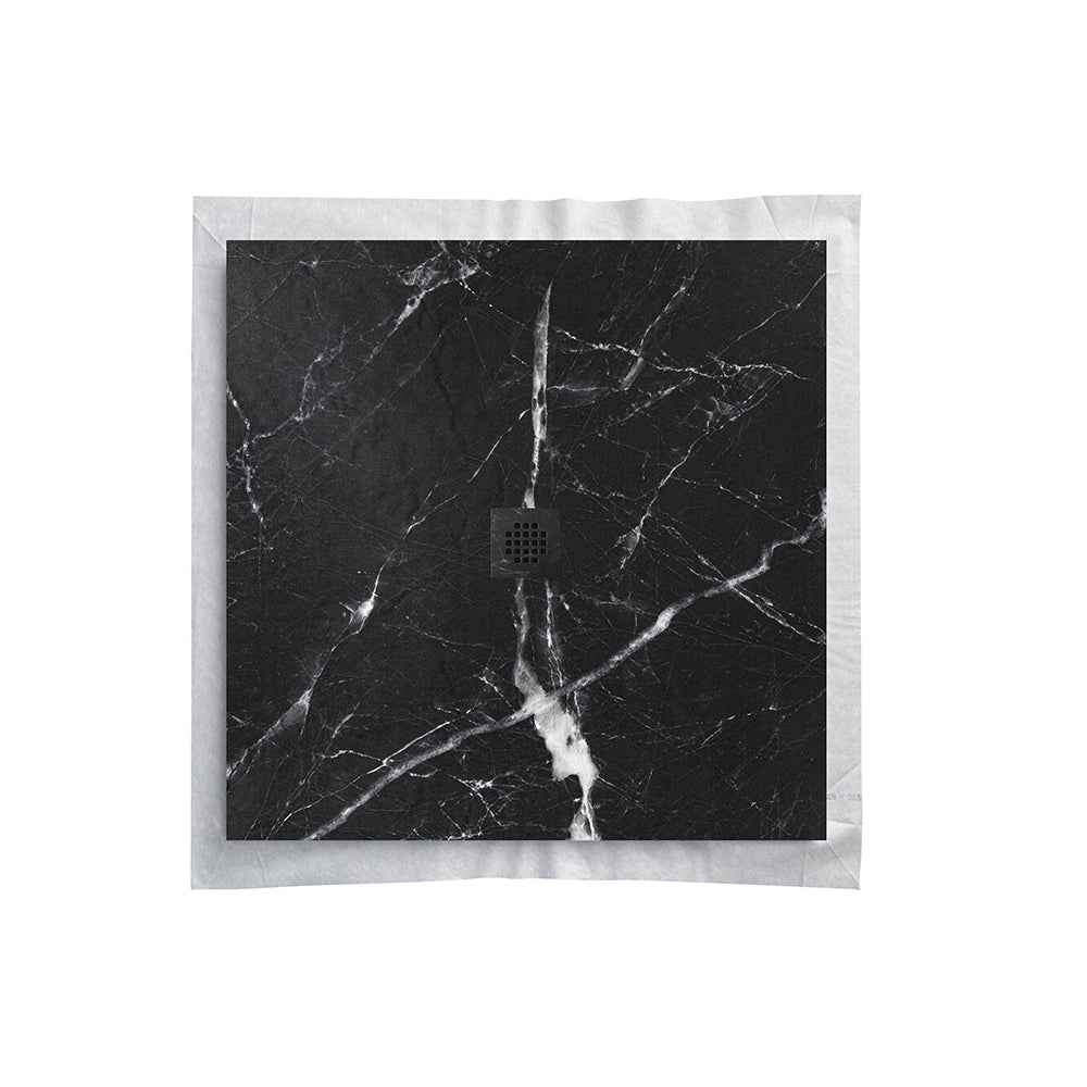 Kit bac � douche 70x70 avec panneau mural en r�sine aspect marbre