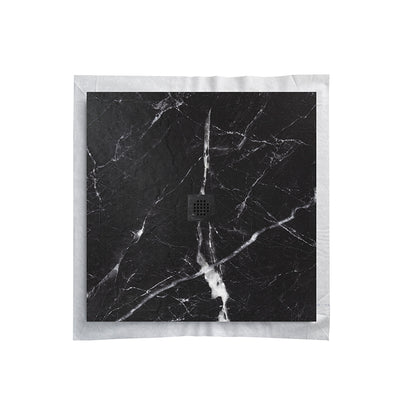 Kit bac � douche 70x70 avec panneau mural en r�sine aspect marbre