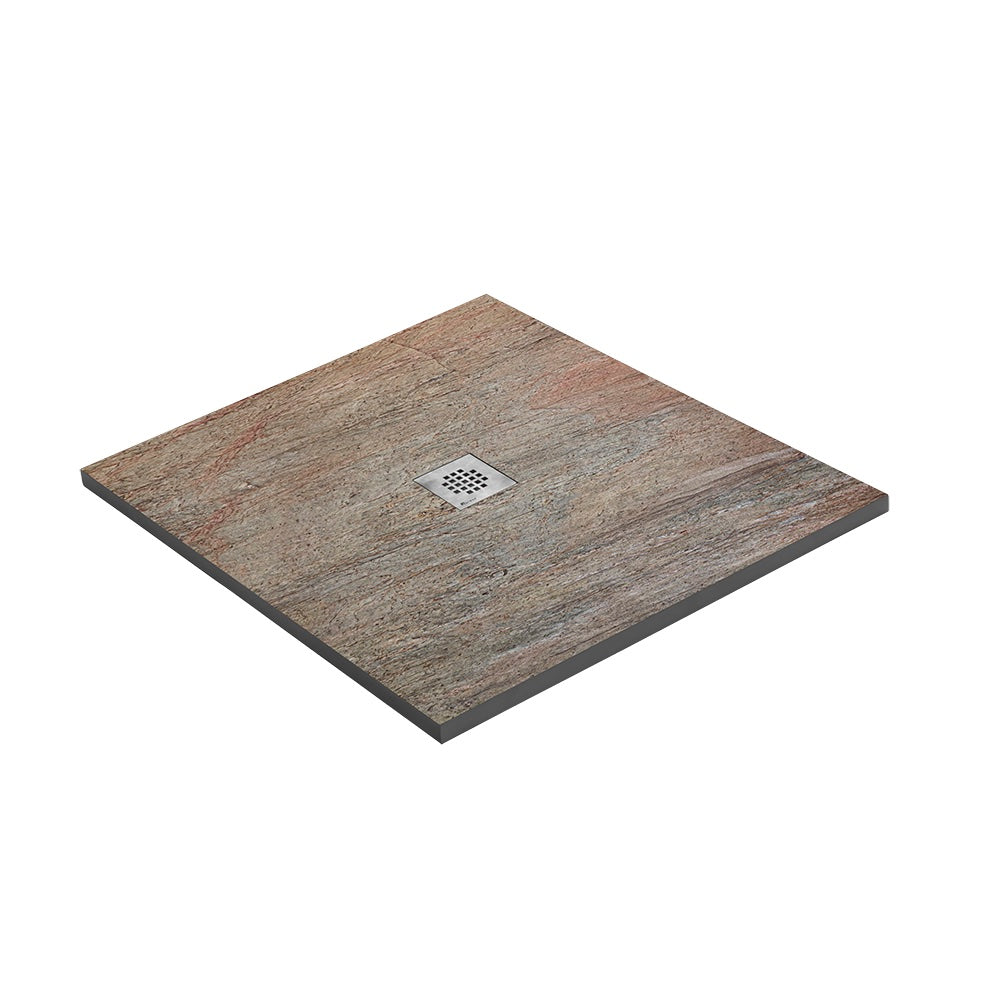 Kit bac � douche 100x100 avec panneau mural en pierre naturelle