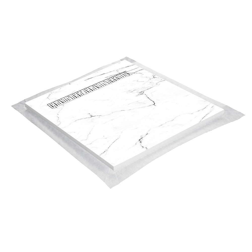 Natural stone shower tray 180×90 cm – off-center square grid