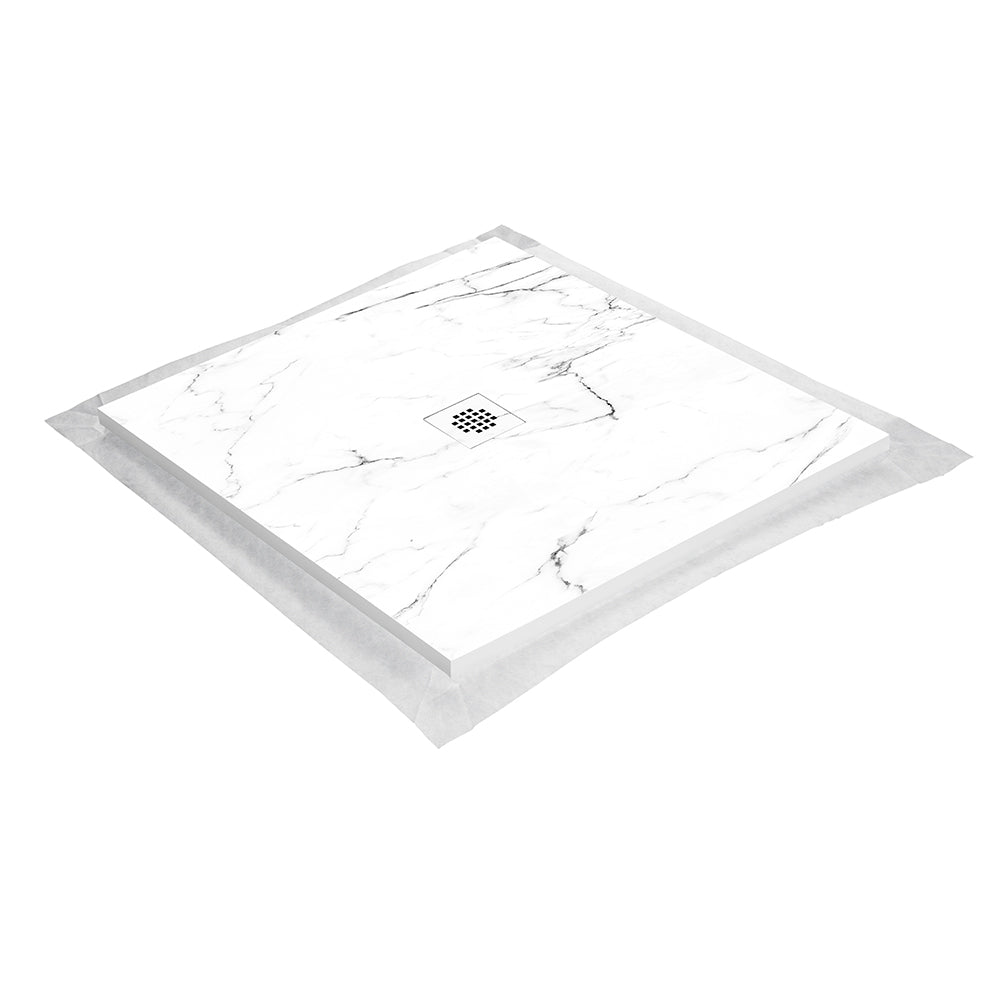 Kit bac � douche 100x100 avec panneau mural en r�sine aspect marbre