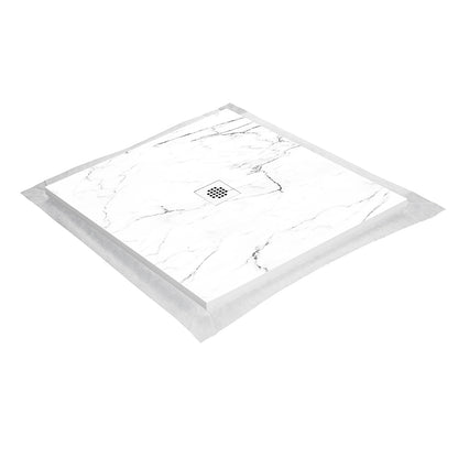 Kit bac � douche 100x100 avec panneau mural en r�sine aspect marbre