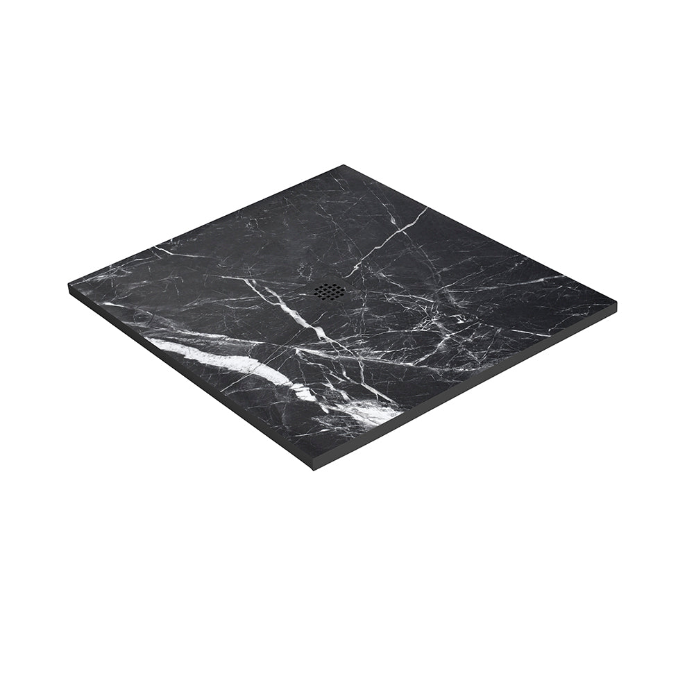 Kit bac � douche 70x70 avec panneau mural en r�sine aspect marbre