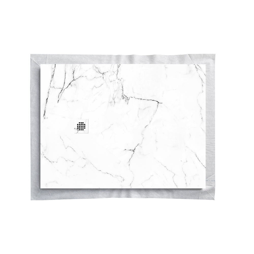 Kit bac � douche 160x90 avec habillage en panneau mural en r�sine aspect marbre