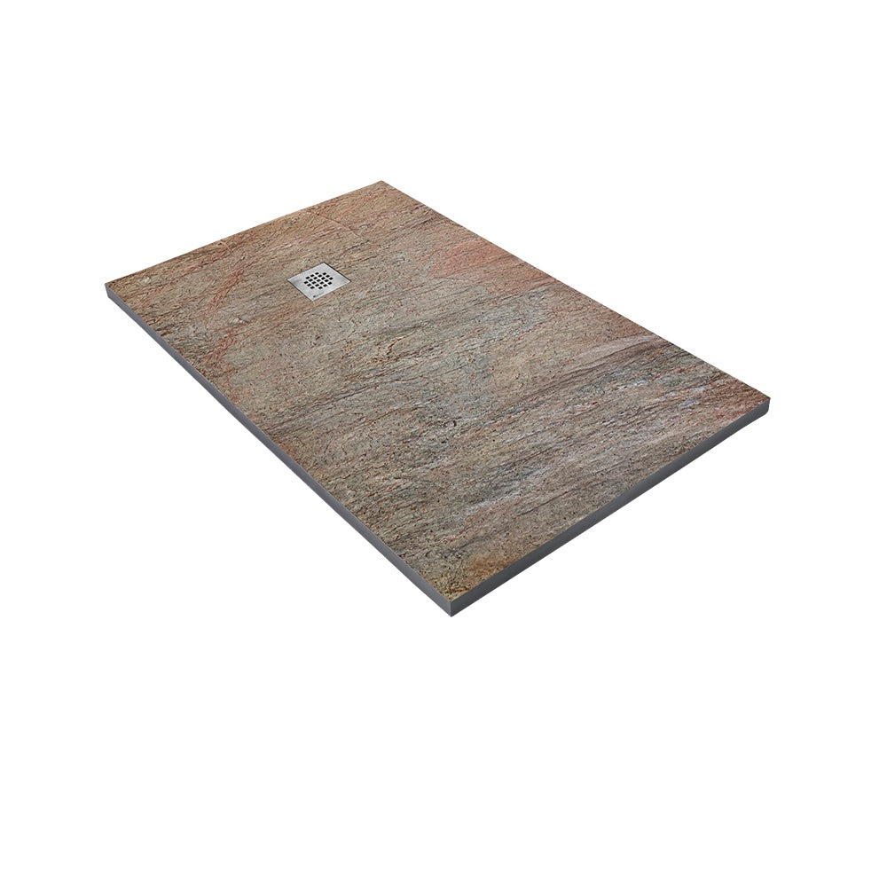 Receveur de douche pierre naturelle – 120×80 cm (grille excentrée) - Cuivre