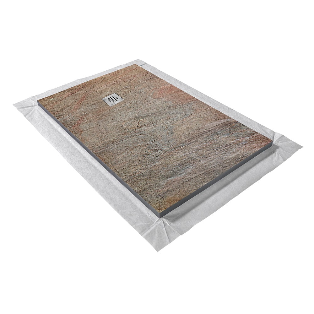 Receveur de douche pierre naturelle – 100×80 cm (grille excentrée) - Cuivre