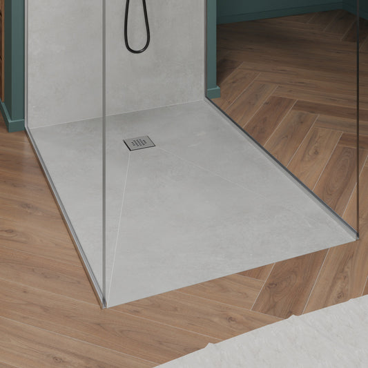 Receveur de douche � carreler � grille carr�e avec natte d'�tanch�it� pr�-mont�e