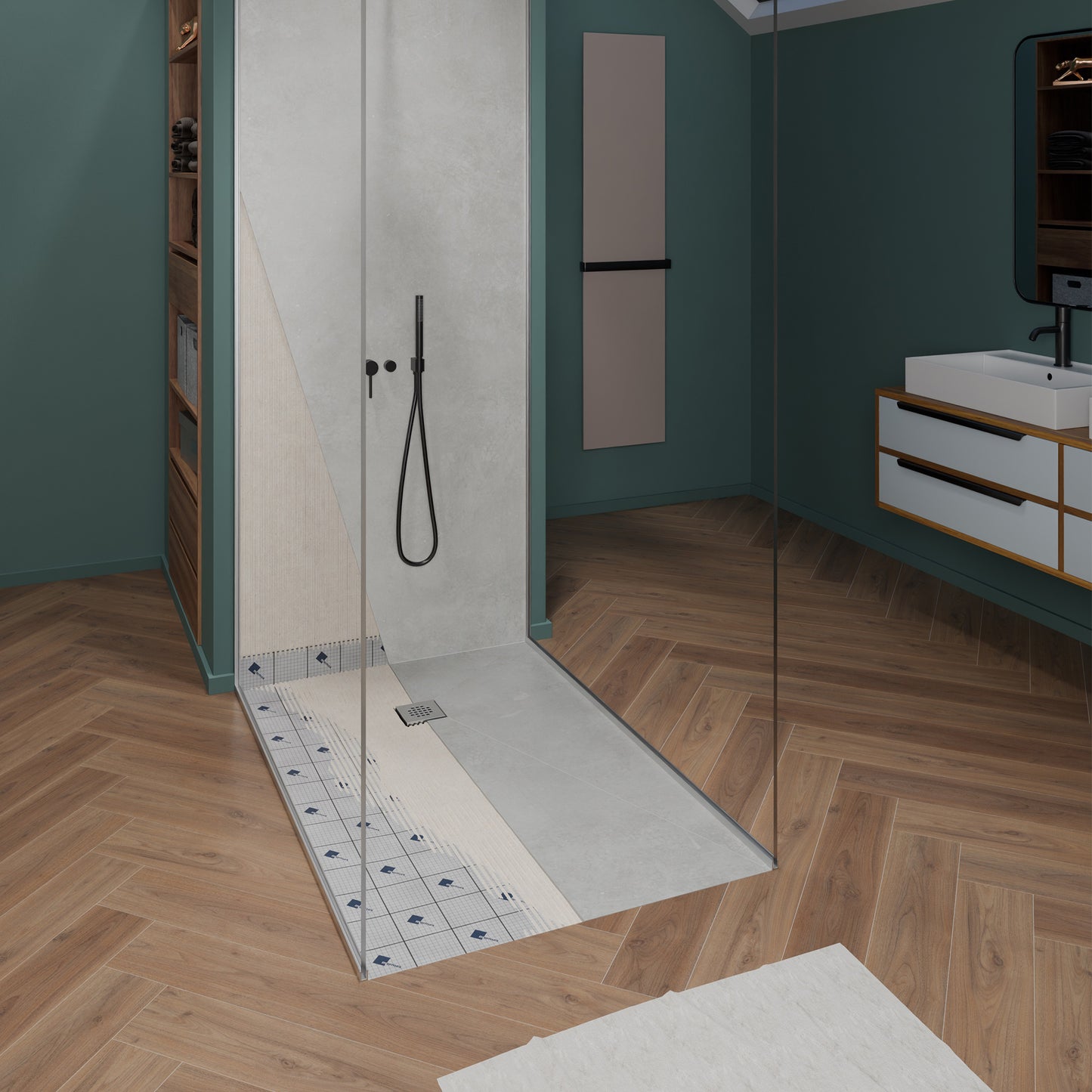 Receveur de douche en polystyrène extrudé étanche avec grille en inox