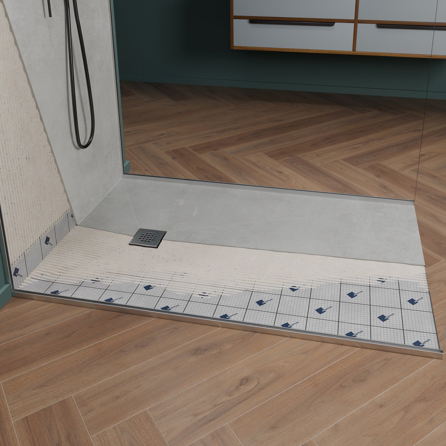 Receveur de douche à carreler Extra plat avec natte d'étanchéité pré-montée