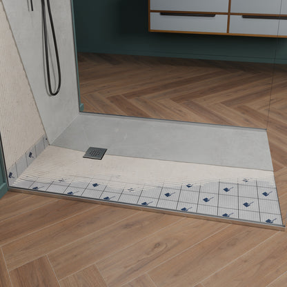 Receveur de douche à carreler Extra plat avec natte d'étanchéité pré-montée