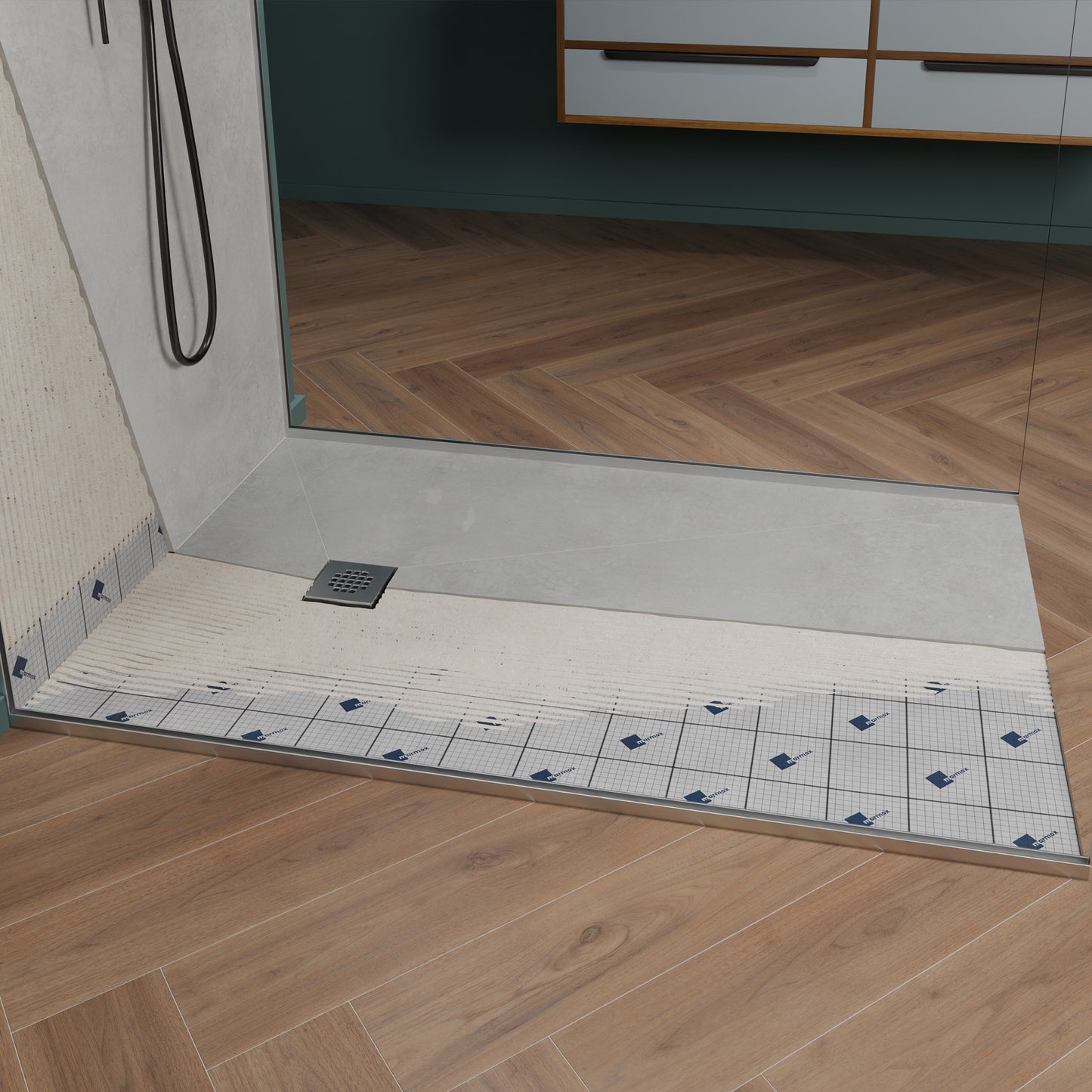 Receveur de douche en polystyrène extrudé étanche avec grille en inox