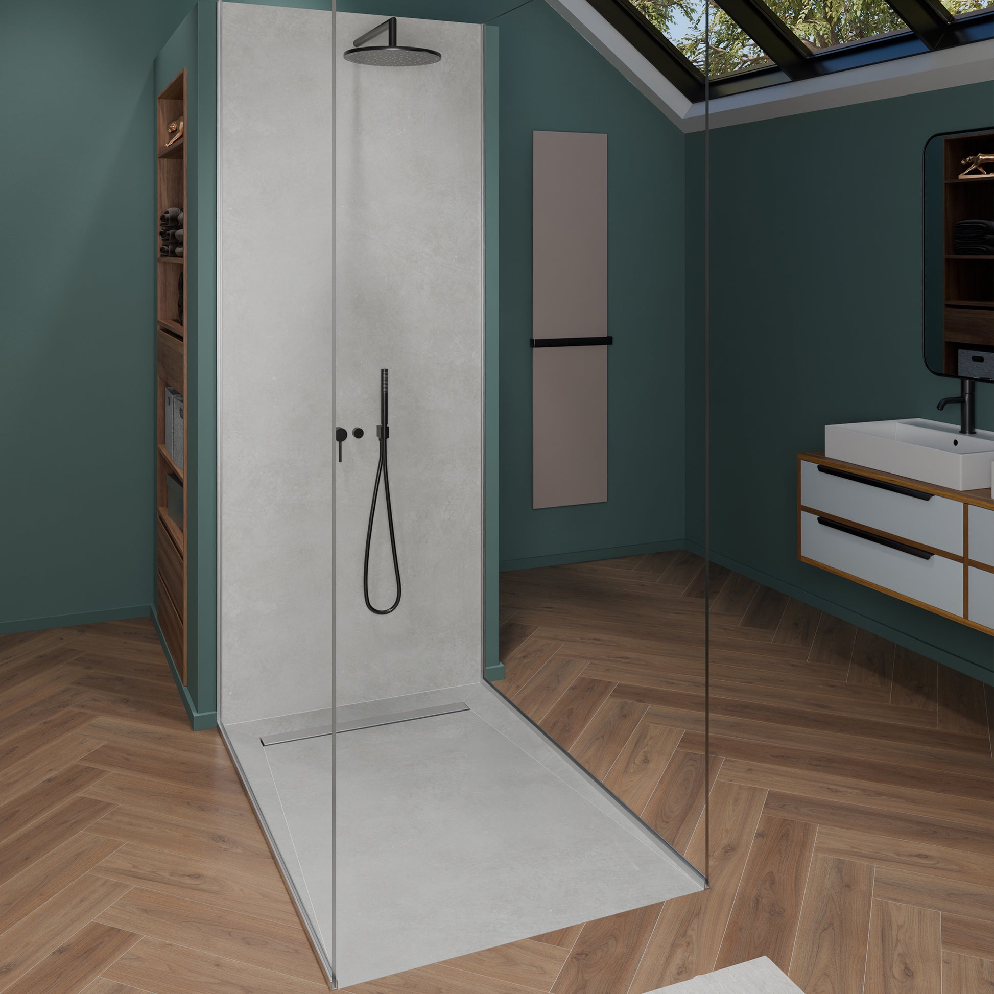 Receveur de douche en polystyr�ne extrud� �tanche avec caniveau 70x7