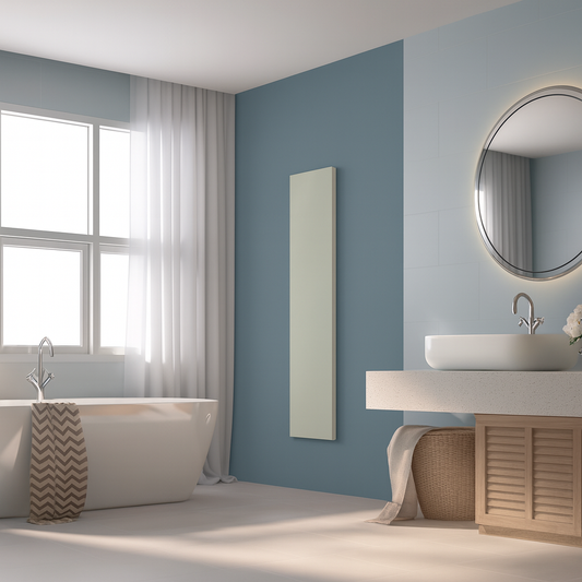 Radiateur �lectrique en acier peint monochrome Cr�me avec portes serviettes en option