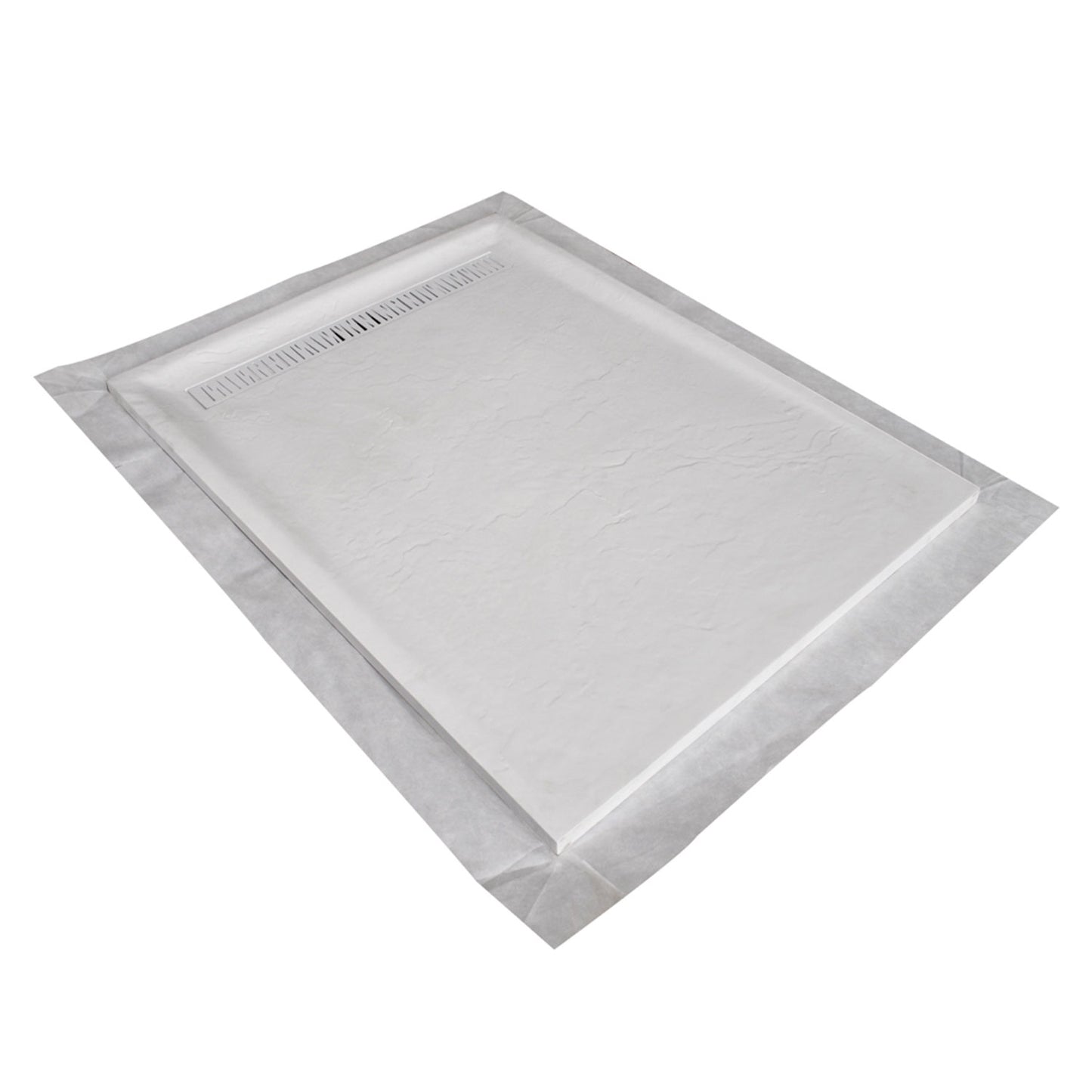 Receveur de douche 100x80 antid�rapant en r�sine aspect pierre - Caniveau 60x7