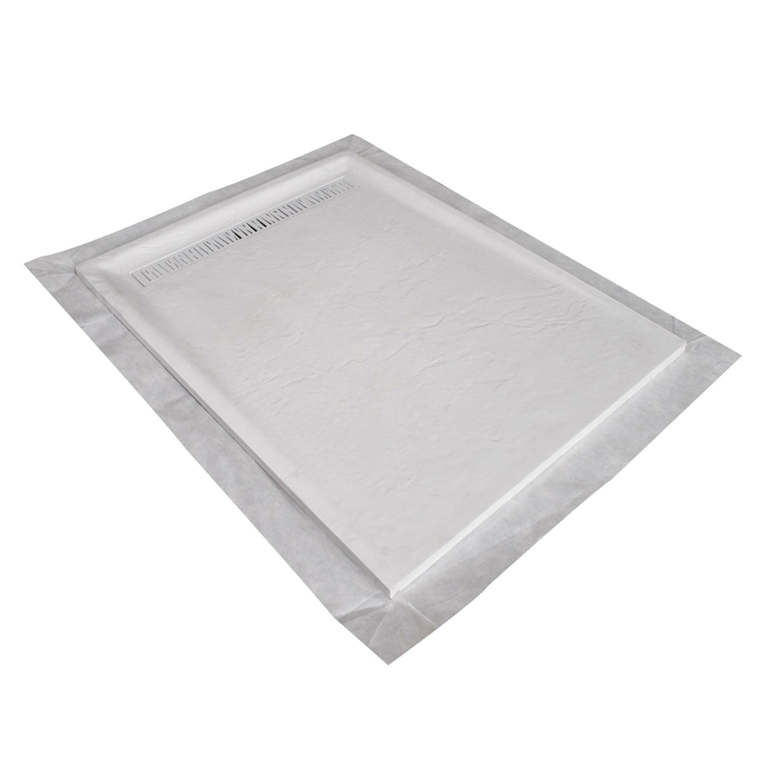 Receveur de douche 100x80 antid�rapant en r�sine aspect pierre - Caniveau 60x7
