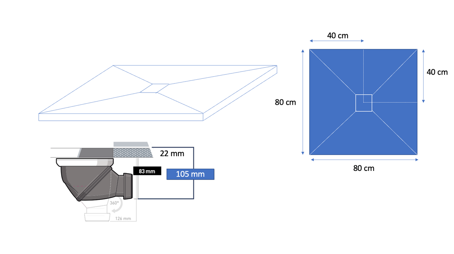 Receveur de douche pierre naturelle – 120×120 cm - Rocher de mer