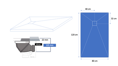 Natural stone shower tray 140×90 cm – (offset drain)
