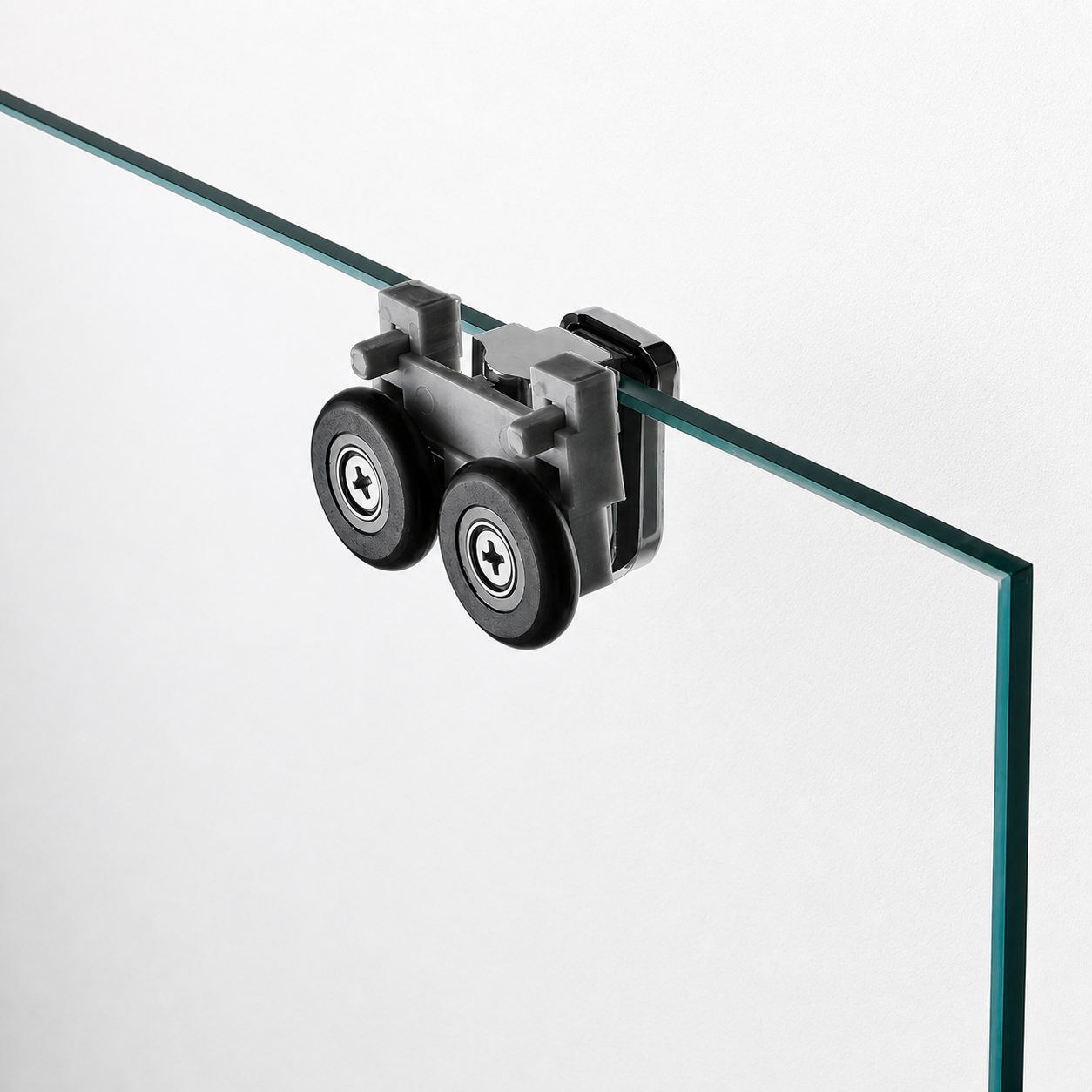 Porte de douche coulissante à 2 vantaux en verre transparent anticalcaire de 6 mm – cadre noir mat