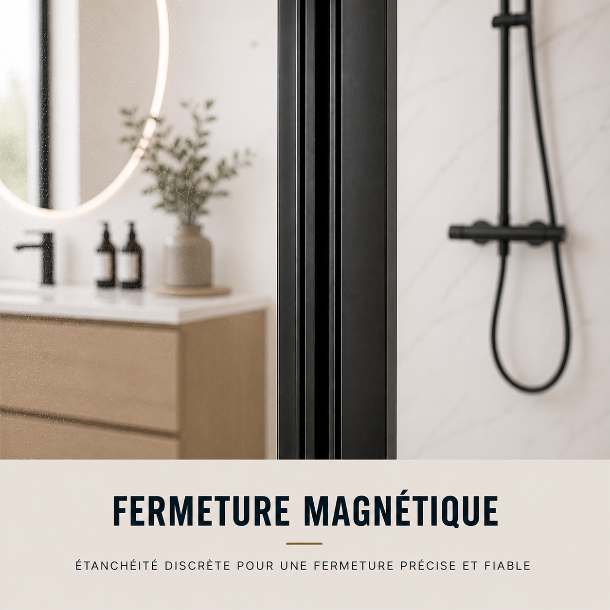 Porte de douche coulissante à 2 vantaux en verre transparent anticalcaire de 6 mm – cadre noir mat