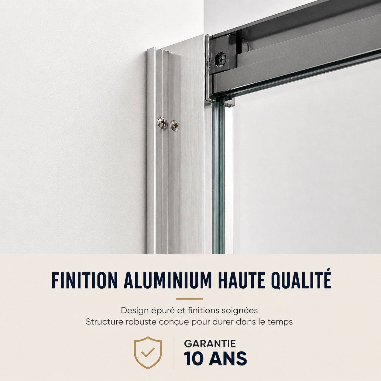 Porte de douche coulissante à 3 vantaux en verre transparent anticalcaire de 6 mm – cadre chromé