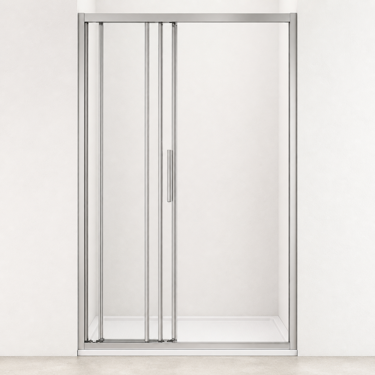 Porte de douche coulissante à 3 vantaux en verre transparent anticalcaire de 6 mm – cadre chromé