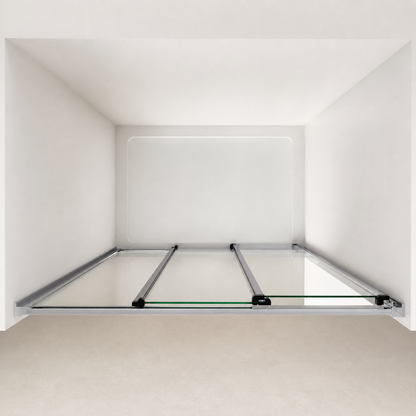 Porte de douche coulissante à 3 vantaux en verre transparent anticalcaire de 6 mm – cadre chromé