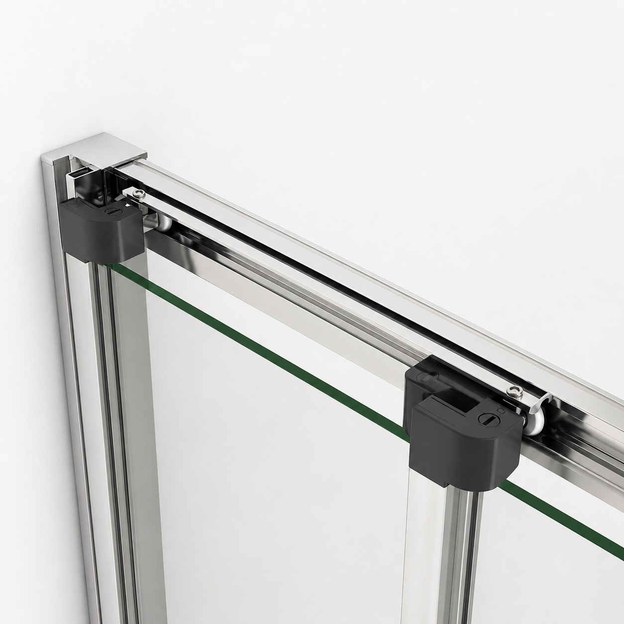 Porte de douche coulissante à 3 vantaux en verre transparent anticalcaire de 6 mm – cadre chromé