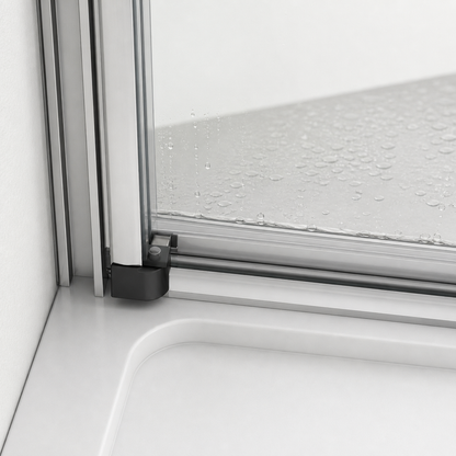 Porte de douche coulissante à 3 vantaux en verre transparent anticalcaire de 6 mm – cadre chromé