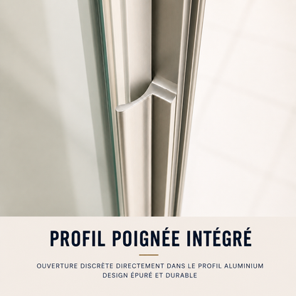 Porte de douche coulissante à 3 vantaux en verre transparent anticalcaire de 6 mm – cadre chromé
