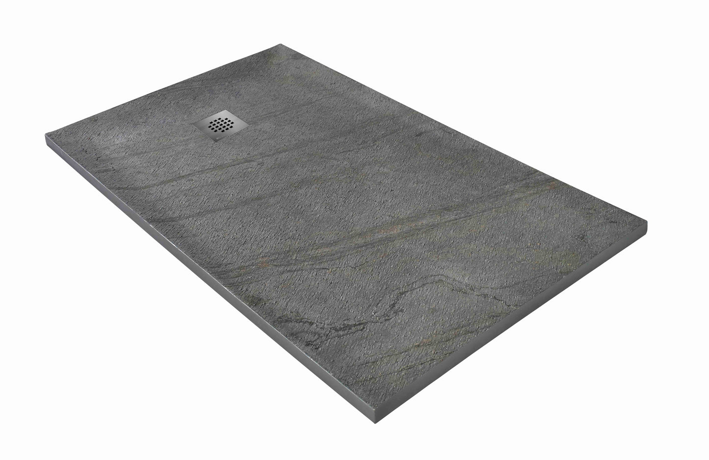 Receveur de douche pierre naturelle – 120×90 cm (grille excentrée) - Ardoise claire